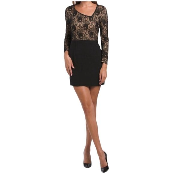 Dress The Population Chante Black Lace Mini Dress Cocktail Sexy size S New - Picture 1 of 8